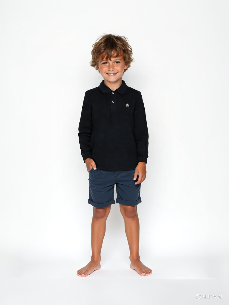 KRIOS - Zwarte polo met lange mouwen