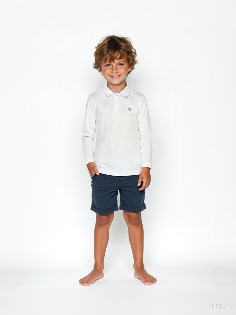 KRIOS - Witte polo met lange mouwen