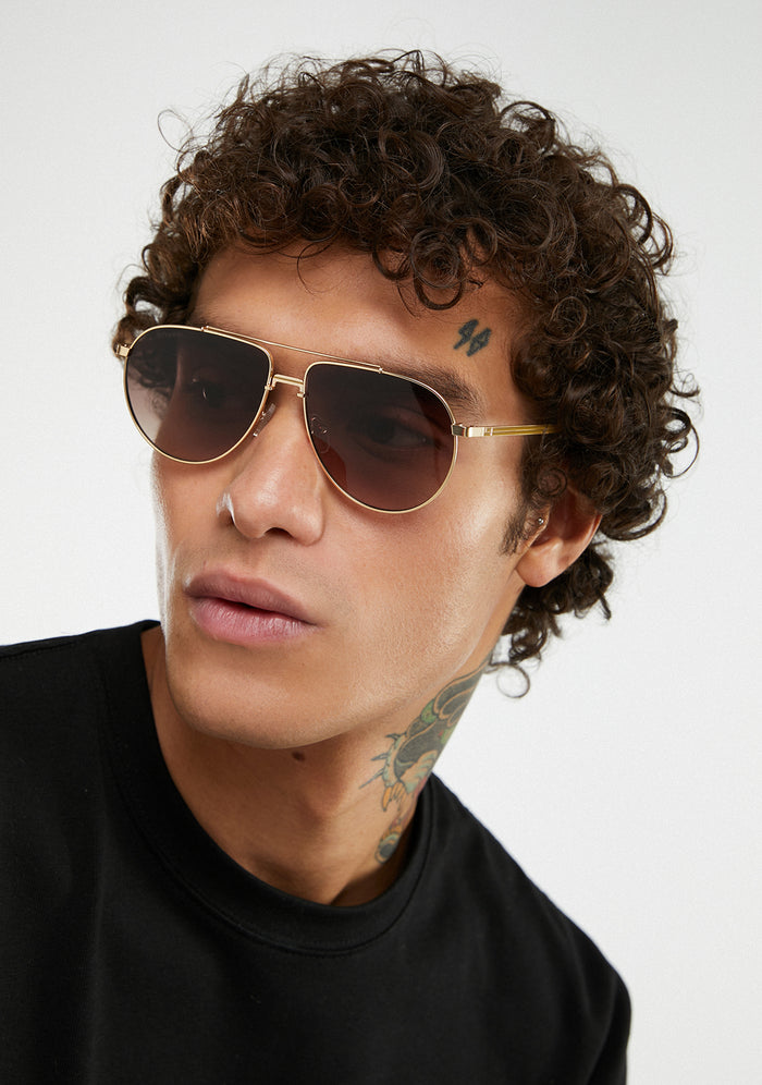 D.Franklin AVIATOR GOLD / BROWN Unisex sunglasses