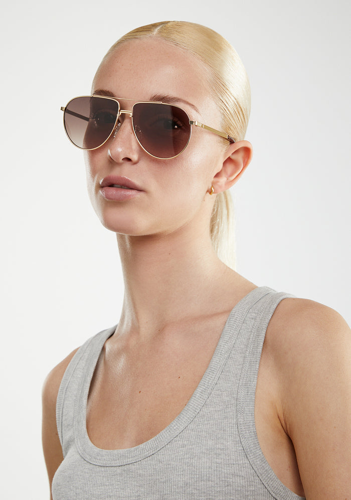 D.Franklin AVIATOR LEGACY GOLD / BROWN Unisex sunglasses