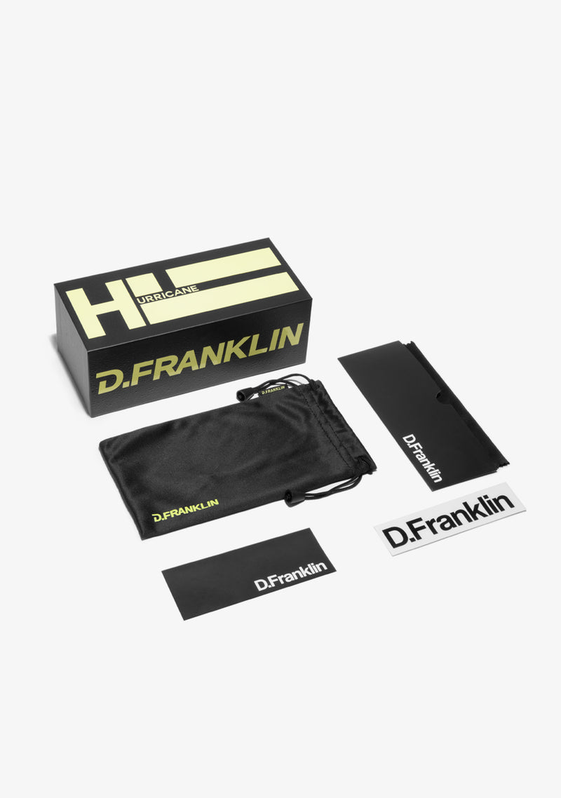 D.Franklin black sport sunglasses details packaging