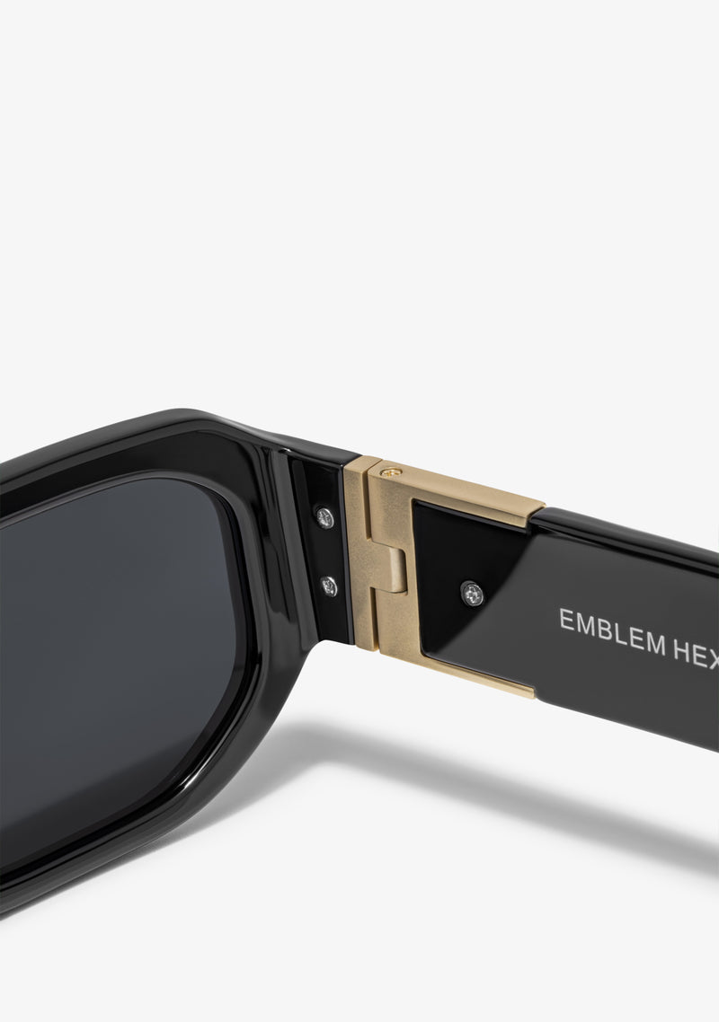 D.Franklin sunglasses EMBLEM HEX BLACK / SMOKE details