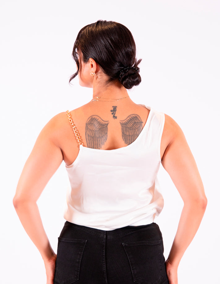 KRIOS - Witte top met swingkraag