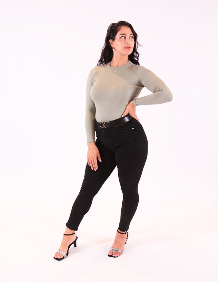 KRIOS - Casual saliegroene top met lange mouwen