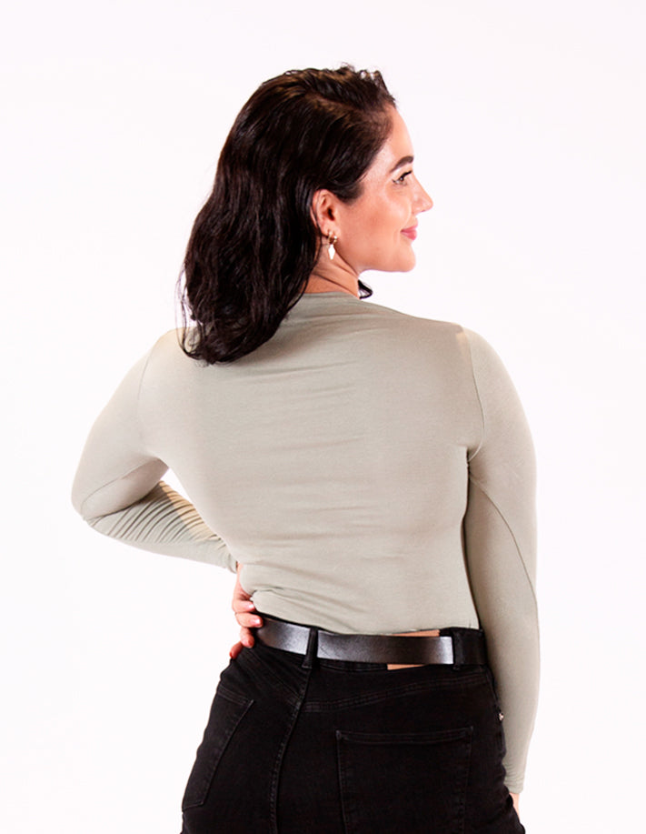 KRIOS - Casual saliegroene top met lange mouwen