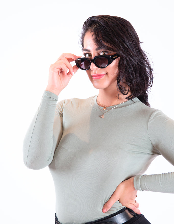 KRIOS - Casual saliegroene top met lange mouwen