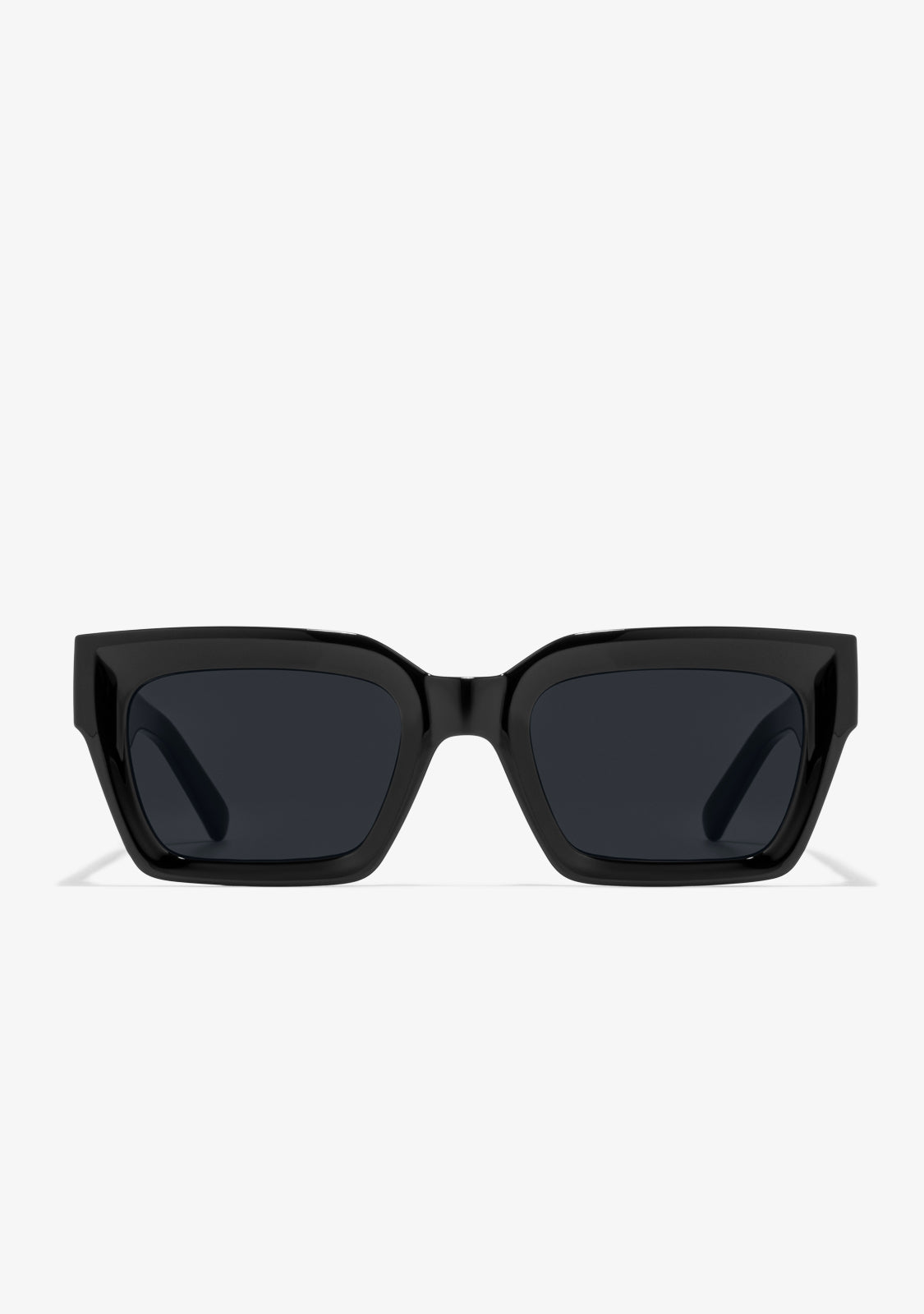 A pair of black square-framed sunglasses with a linear finish, featuring the D.Franklin brand logo engraved on the temples.