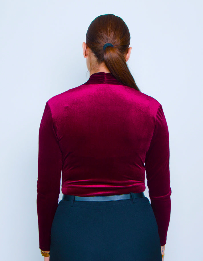 KRIOSWEAR Wine velvet bodysuit back